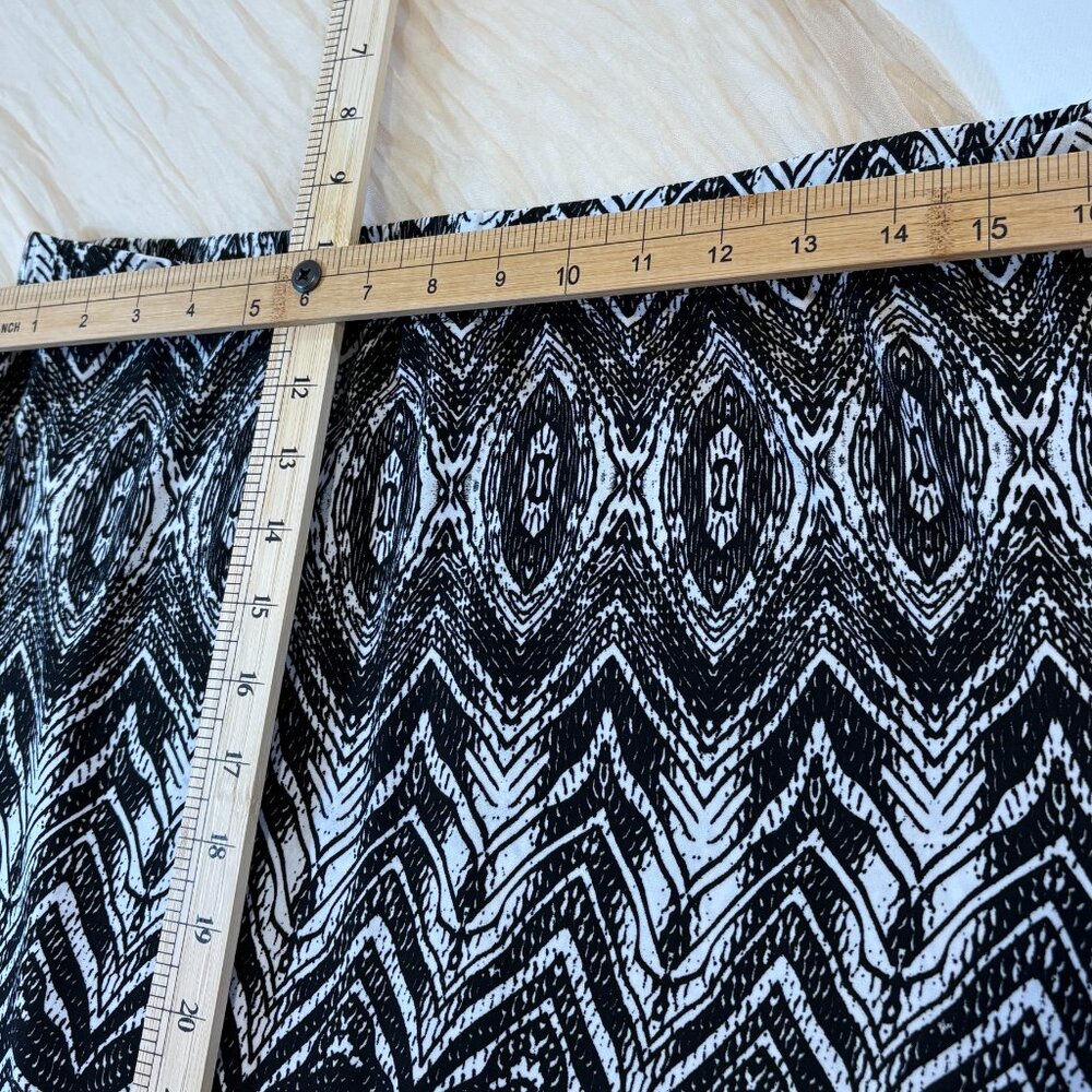 Susan Lawrence Womens Black White Print Maxi Skirt Stretch Waist - Size XL - Picture 4 of 6